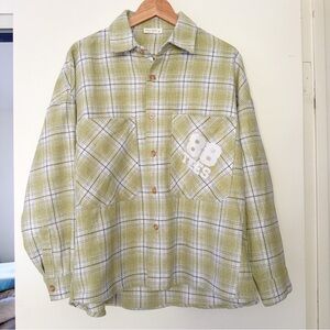 EUC 88 Tees Honolulu Plaid Green Flannel Shirt Size M
